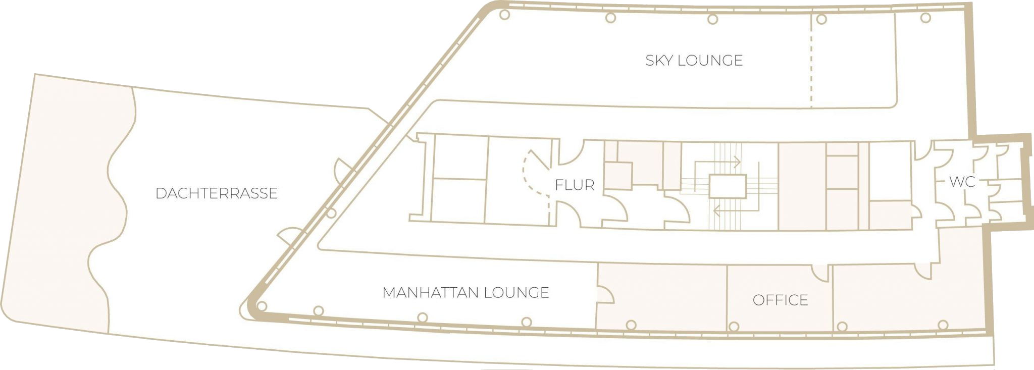 Grundriss des Kreisler: Sky Lounge, Manhattan Lounge und Dachterrasse